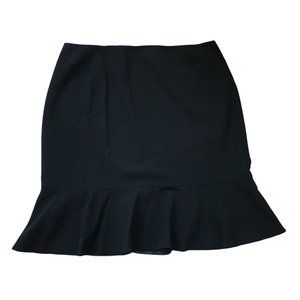 Lafayette New York 148 NWT Peplum Hem Skirt Wool Solid Black Ruffle Plus 18W